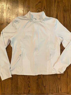 Danskin Women’s Sz L White Zip-Front Yoga Jacket Activewear Athleisure